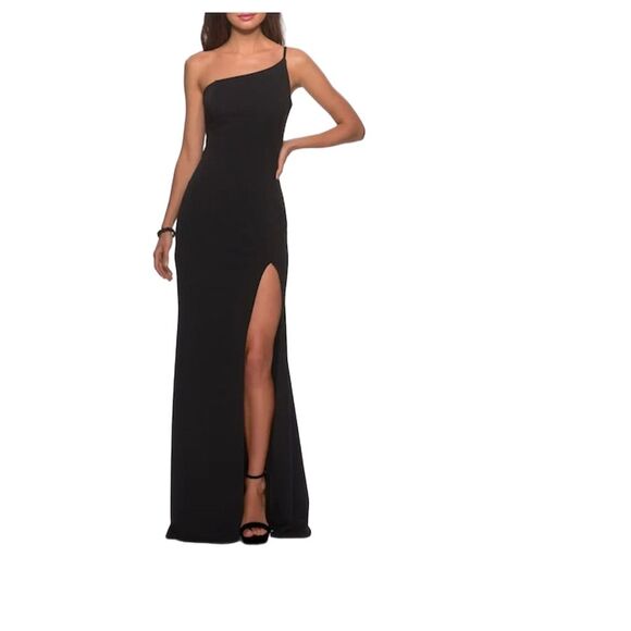 La Femme Women's Black One-Shoulder Formal Gown Size 0 Long Dress - Picture 1 of 6